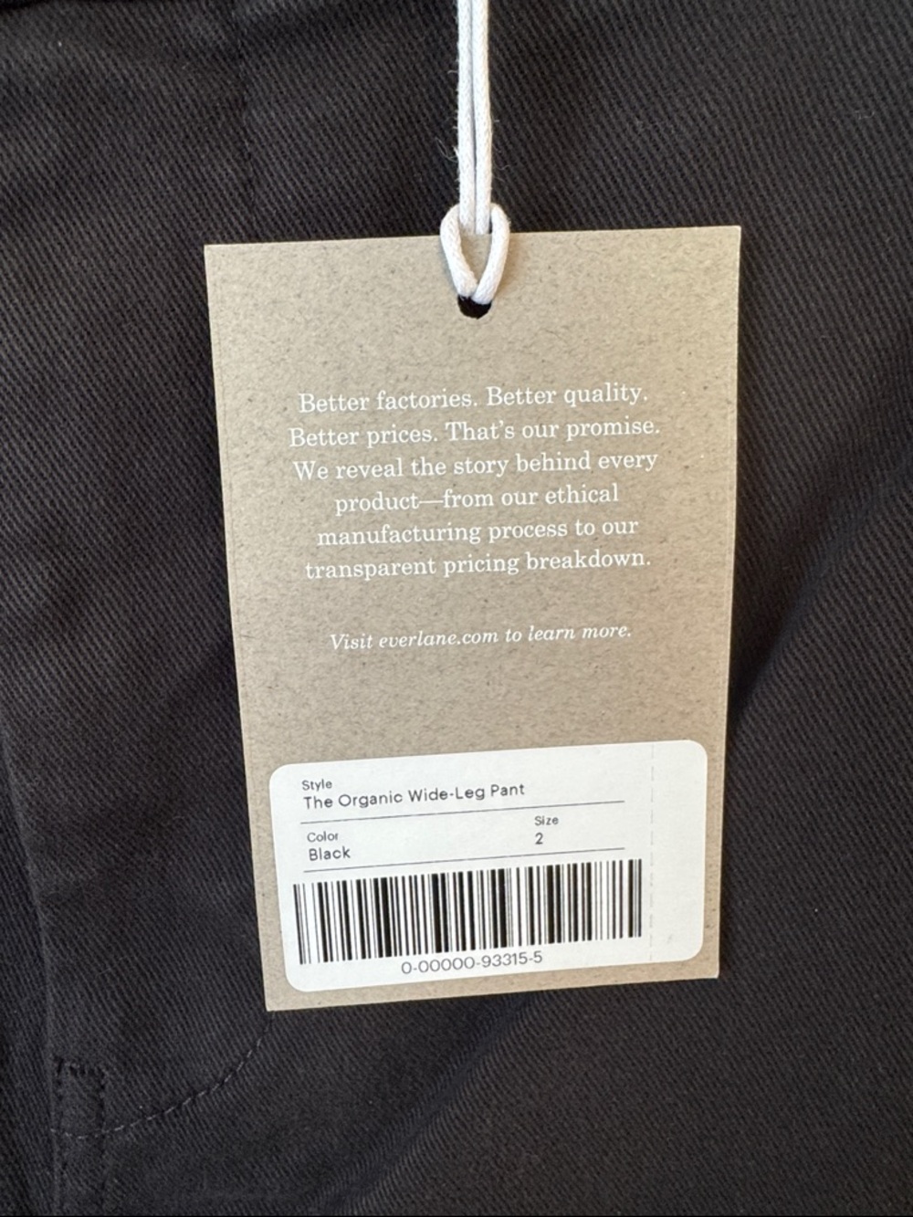 Everlane The Organic Cotton Wide-Leg Pant 28.5'', Black, Sz 2 - Picture 2 of 11